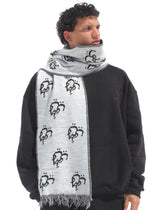 Load image into Gallery viewer, ASILI DOUBLE-FACE MONOGRAM SCARF IN LIGHT GREY
