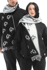 Load image into Gallery viewer, ASILI DOUBLE-FACE MONOGRAM SCARF IN LIGHT GREY
