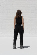 Load image into Gallery viewer, The Asili duo zipper jeans is a black denim jeans
