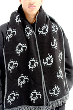 Load image into Gallery viewer, ASILI DOUBLE-FACE MONOGRAM SCARF IN DARK GREY
