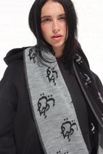 Load image into Gallery viewer, ASILI DOUBLE-FACE MONOGRAM SCARF IN DARK GREY
