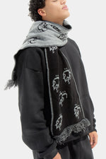 Load image into Gallery viewer, ASILI DOUBLE-FACE MONOGRAM SCARF IN DARK GREY
