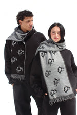 Load image into Gallery viewer, ASILI DOUBLE-FACE MONOGRAM SCARF IN DARK GREY
