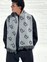 Load image into Gallery viewer, ASILI DOUBLE-FACE MONOGRAM SCARF IN DARK GREY
